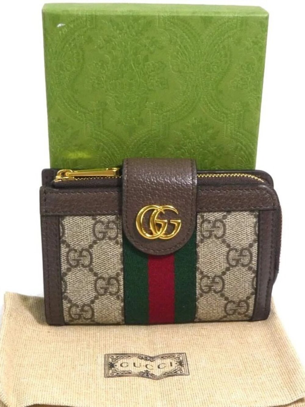 GUCCI GG Marmont Bifold Wallet Brown PVC/Leather/Goldtone